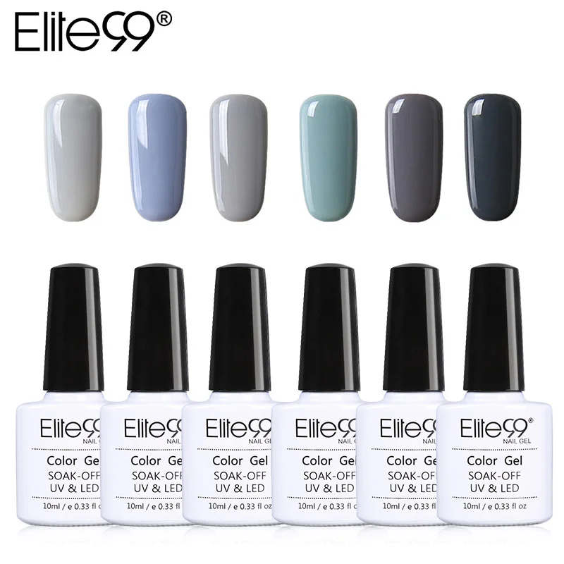 Elite99 10 мл Серый Цвет Гель-лак для ногтей Sock-off гель для ногтей Гибридный Полупостоянный лак 6 шт./лот УФ светодиодный Гель-лак для ногтей