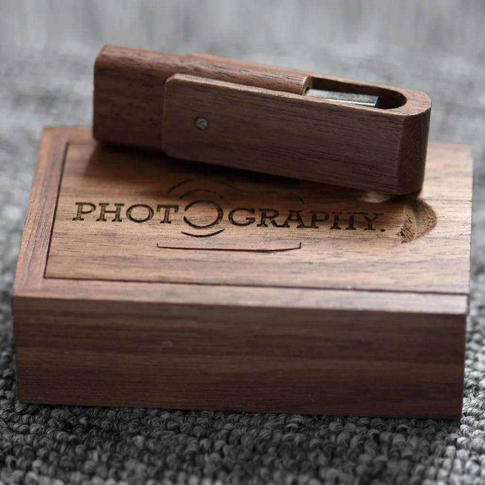 Логотип клиента деревянный вращающийся usb флэш-накопитель из натурального