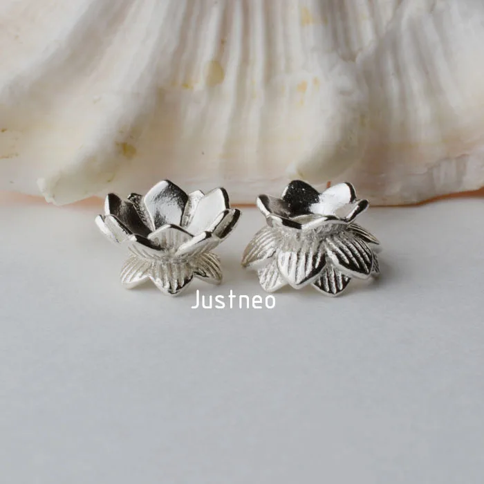 Бусины из стерлингового серебра 925 пробы бусины-разделители лотоса для браслета