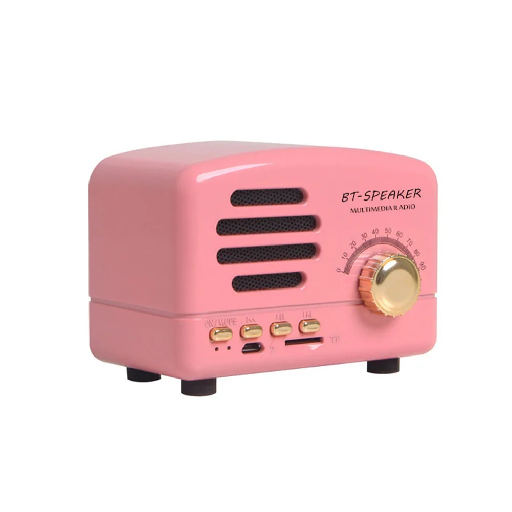 Розовый Mini Radio With Rechargeable Battery USB Support Card Shortwave AM FM Retro Home Bluetooth Speaker Portable Receiver Stereo - Цвет: Розовый