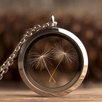1pc 30mm window stainless steel locket necklace dandelion seed necklace dandelion necklace wish necklace