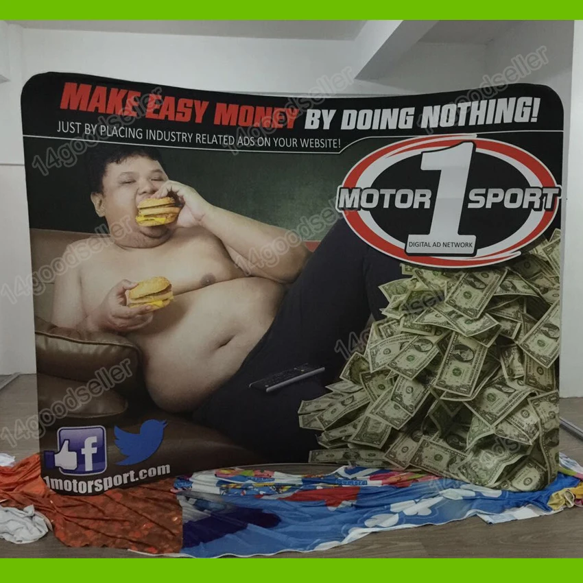 10 футов изогнутое натяжение производственная выставочная Витрина Стенд для