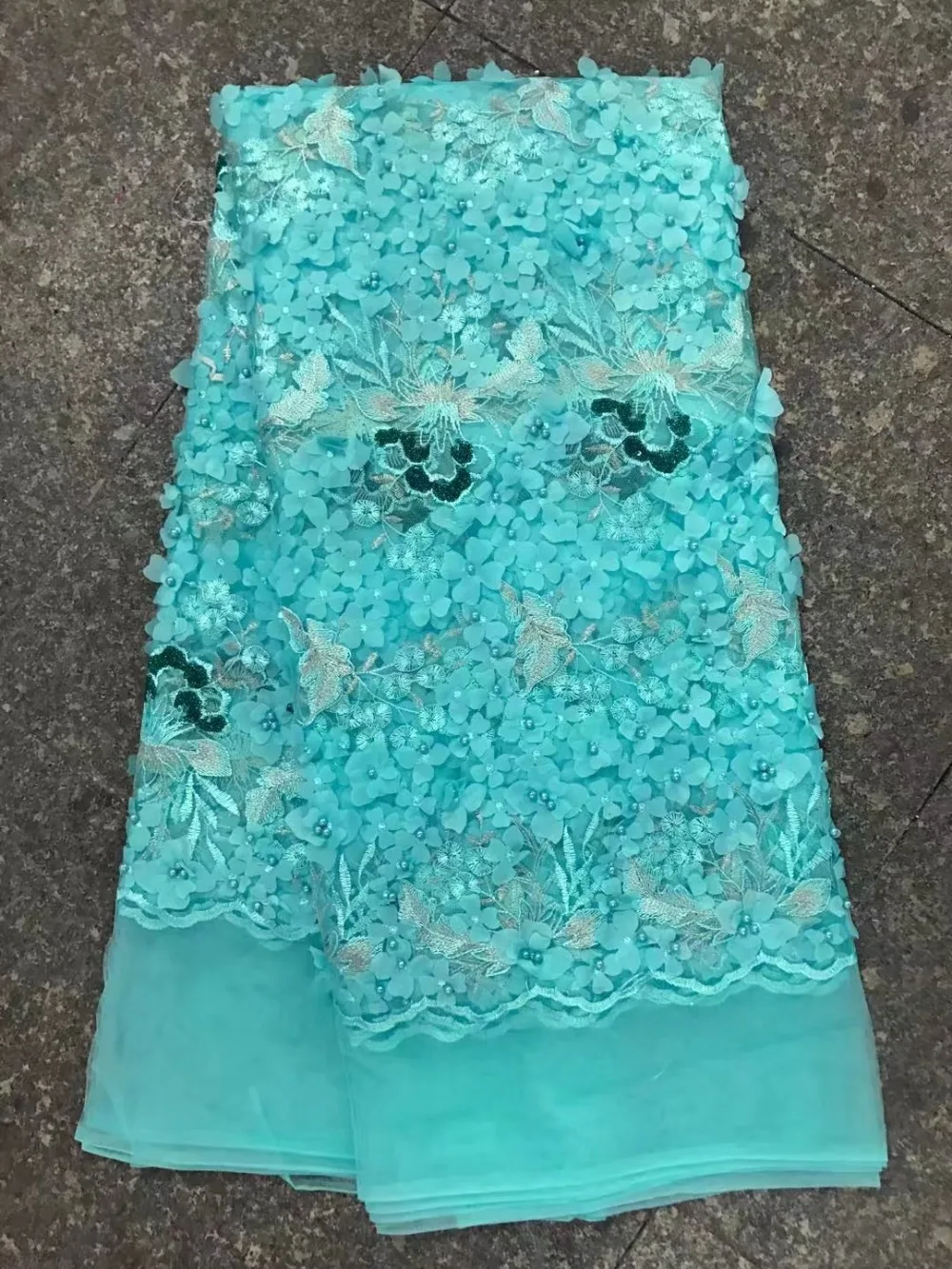 French Mesh Lace Fabric 2018 Latest African Embroidery and Beaded Tulle High Quality Dress | Дом и сад