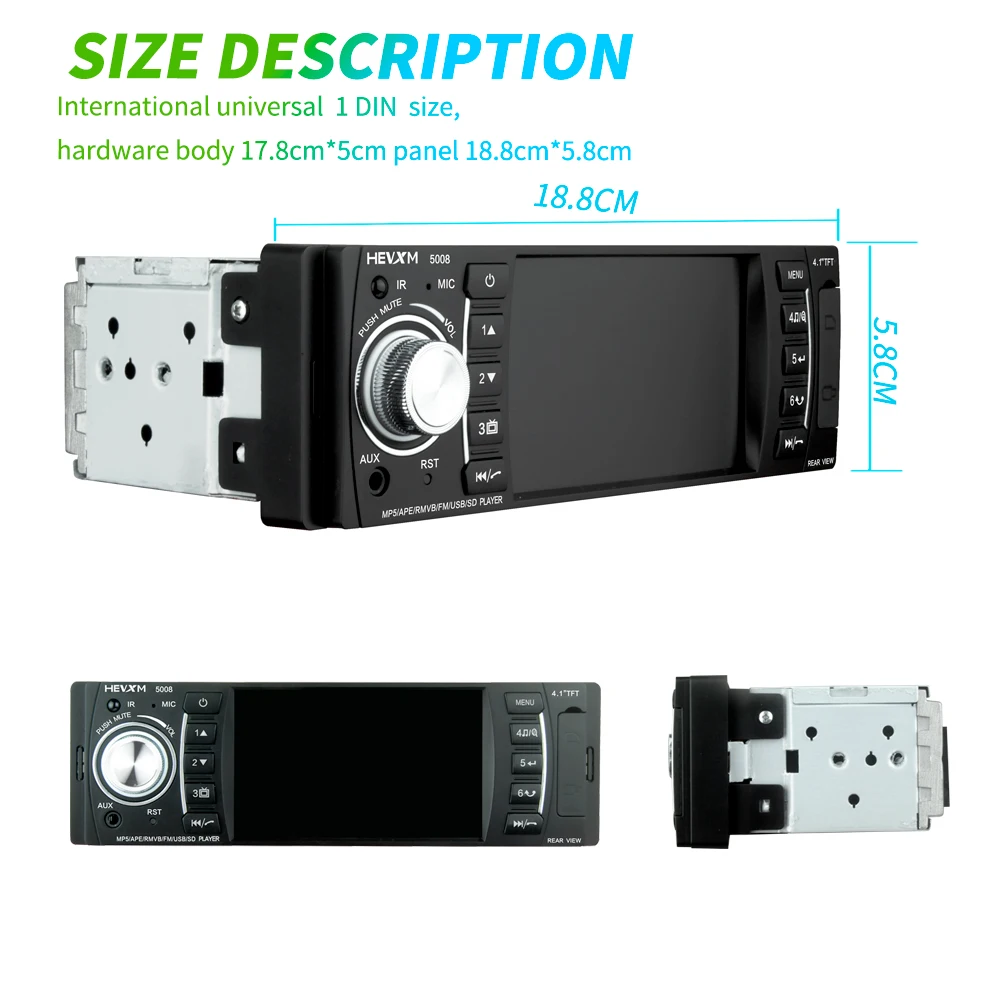 Fonwoon 4," автомобильное радио Bluetooth 1 Din радио Кассетный рекордер AUX SD USB MP5 плеер авторадио стерео обратное изображение зеркальное соединение