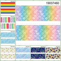 10yards different sizes color gradual change ribbon fish scales printed grosgrain ribbon