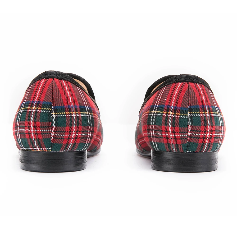 Мужские тканевые Лоферы Scotch Plaid красные и синие повседневные лоферы на плоской