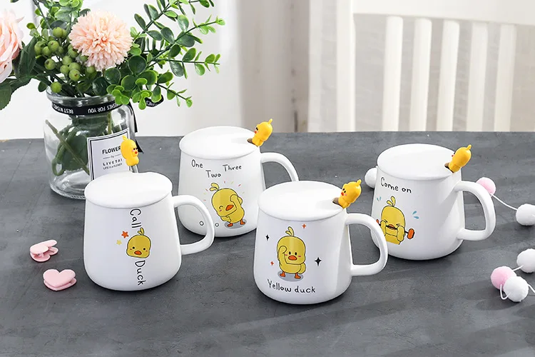 Милая кружка чашка кофейные чашки Tazas De Ceramica Creativas путешествия таза кафе маленькая Желтая утка молоко Кружки Мультфильм