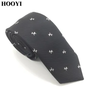 Мужские Узкие галстуки HOOYI с изображением собаки, модный черный галстук для вечерние, мультяшный подарок