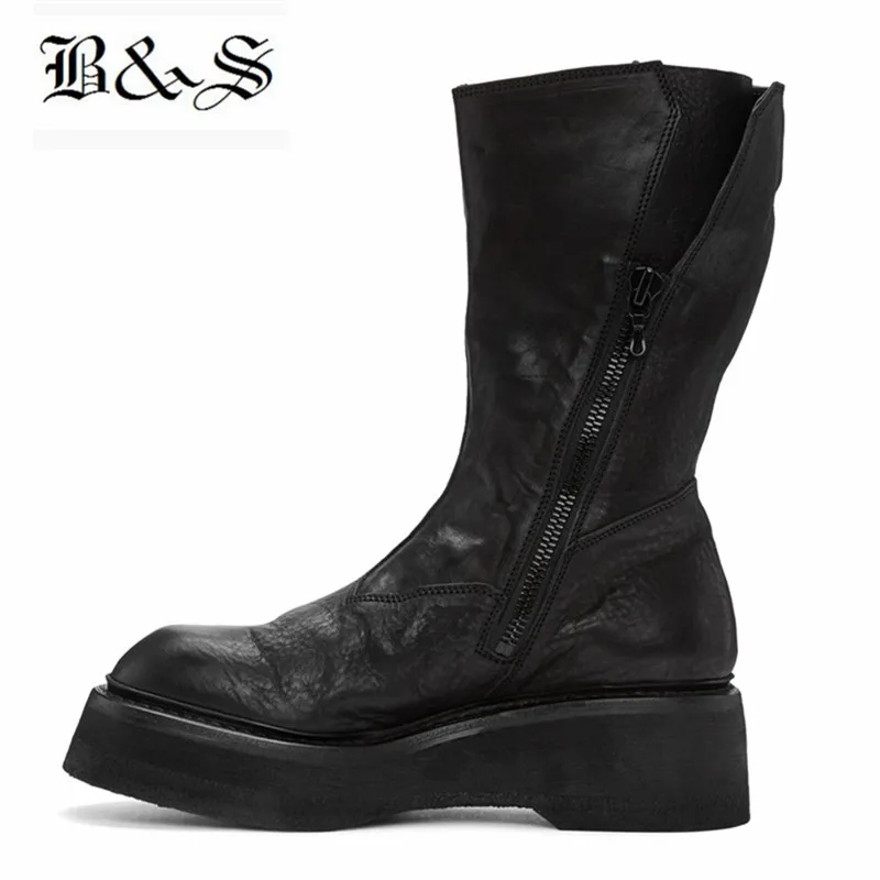Мужские Винтажные мотоциклетные ботинки Black &amp Street ковбойские из натуральной