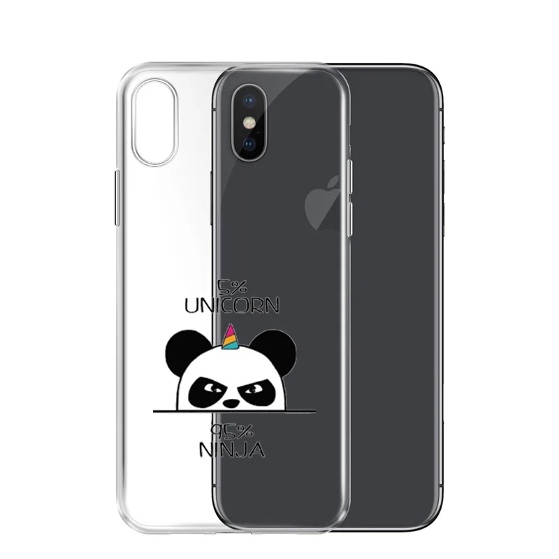 Мягкий прозрачный чехол с милой пандой для iphone xs max iPhone 7 7Plus 6 6S 6Plus 8 8PLUS X 5 5S Xs Xr |