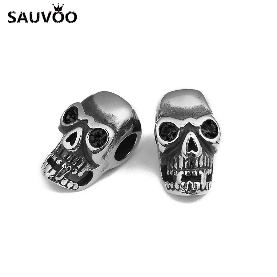 Sauvoo 2 шт. серебристый Цвет Нержавеющая сталь красные черные хрустального черепа