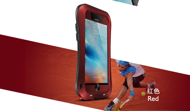 red Gorilla glass) LOVE MEI Armor чехол для iPhone 6 6s 6 Plus металлический алюминиевый чехол для iPhone 6s Plus 6 Plus защита от воды/ударов/дождя - Цвет: red