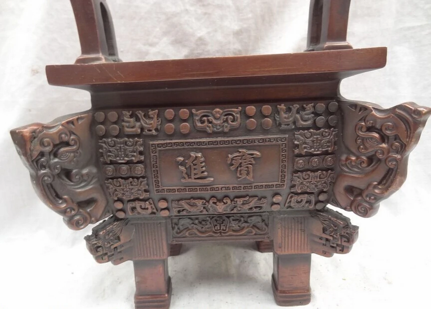 song voge gem S3581 10&quot Chinese Pure Bronze Buddhism Dragon Beast Statue Ding Incense Burner Censer | Дом и сад