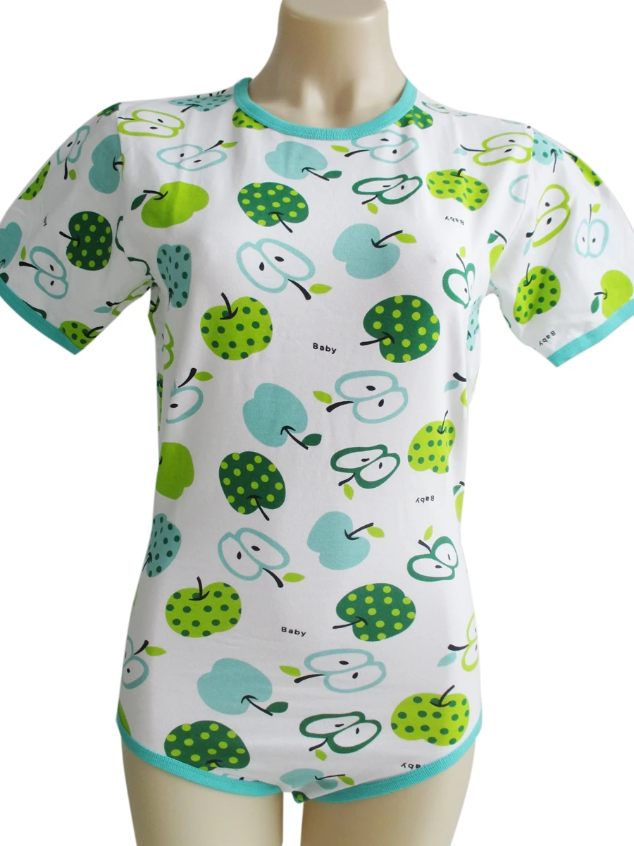 green apple printing bodysuit/adult onesie/adult baby romper/abdl clothes/printed adult bodysuit | Тематическая одежда и