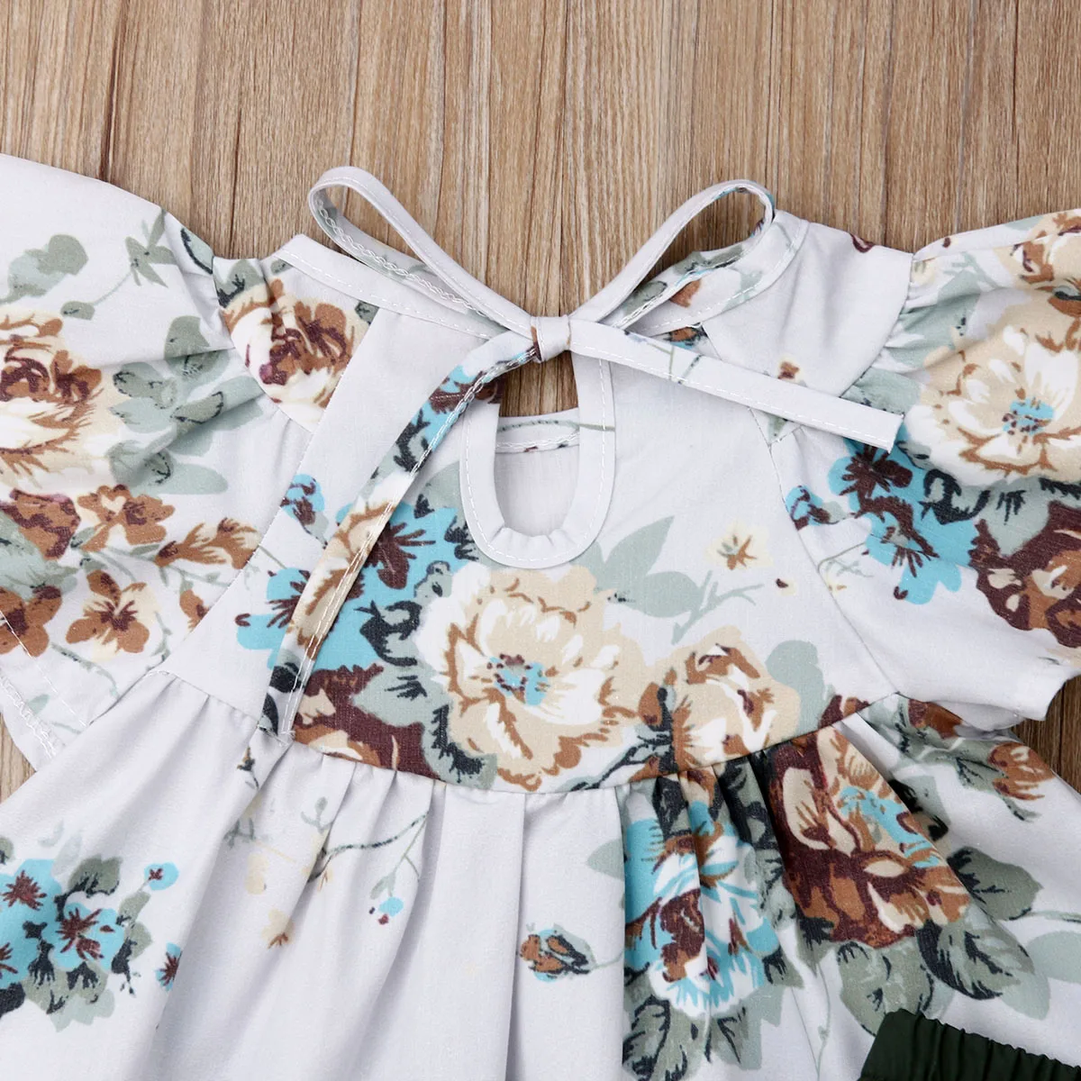 Summer 2PCS Newborn Baby Girl Floral Printed Fly Sleeve Tops Skirt+Solid Color Shorts Clothes Outfits Sunsuit