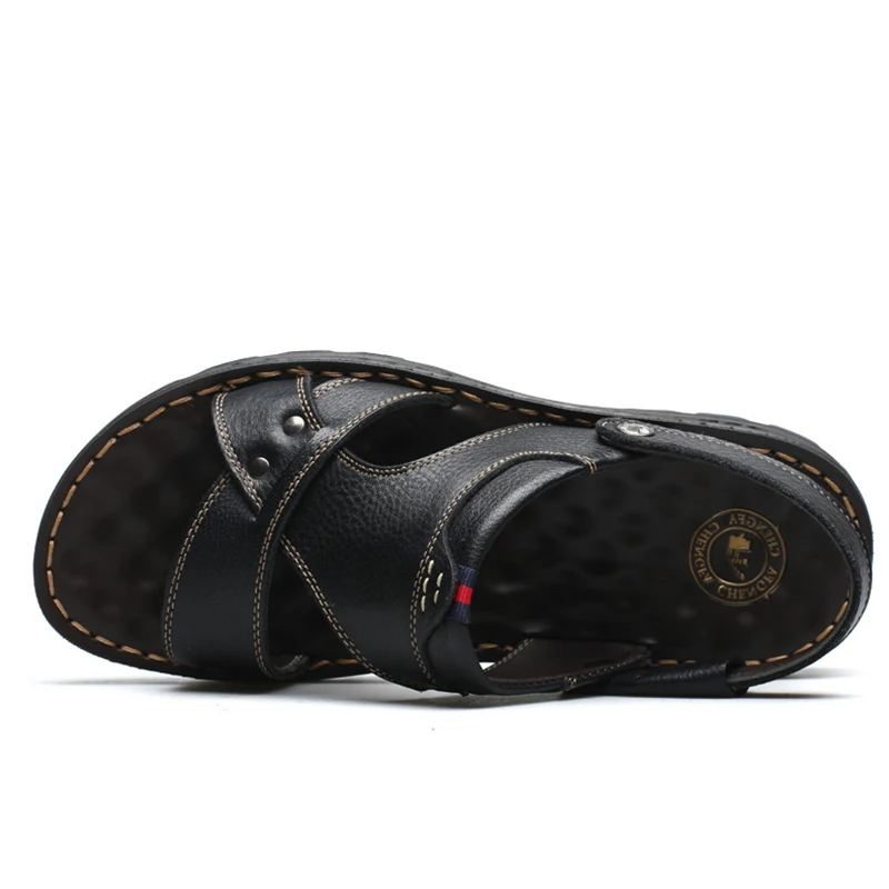 Men Genuine Leather Sandals Comfort Beach Shoes Non-Slip Gladiator For Summer Slippers Flip Flops | Обувь