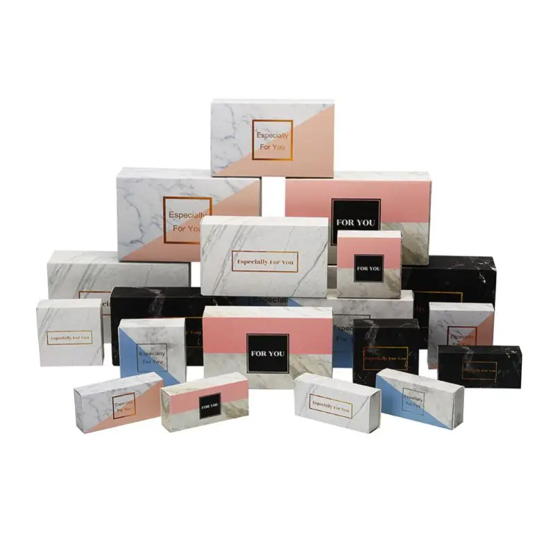 Квадратная Мраморная Подарочная коробка (Розовый Большой Горизонтальный