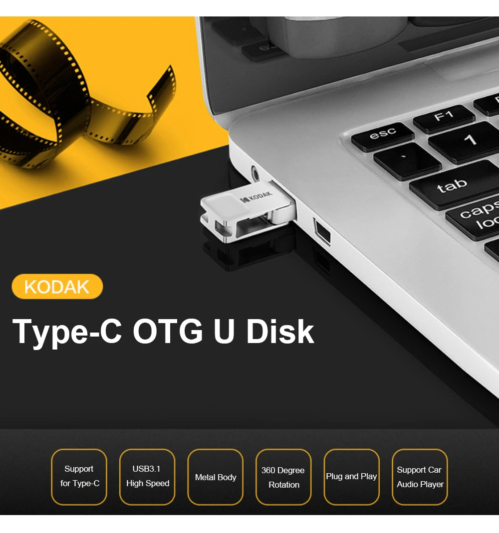 Kodak K223C 16 usb-флэш, совместимо с ПК и смартфоном флеш-накопитель USB3.1 Тип-C OTG 32 Гб карта памяти 64 Гб памяти usb 3,1 128 ГБ флэш-накопитель USB пользовательских