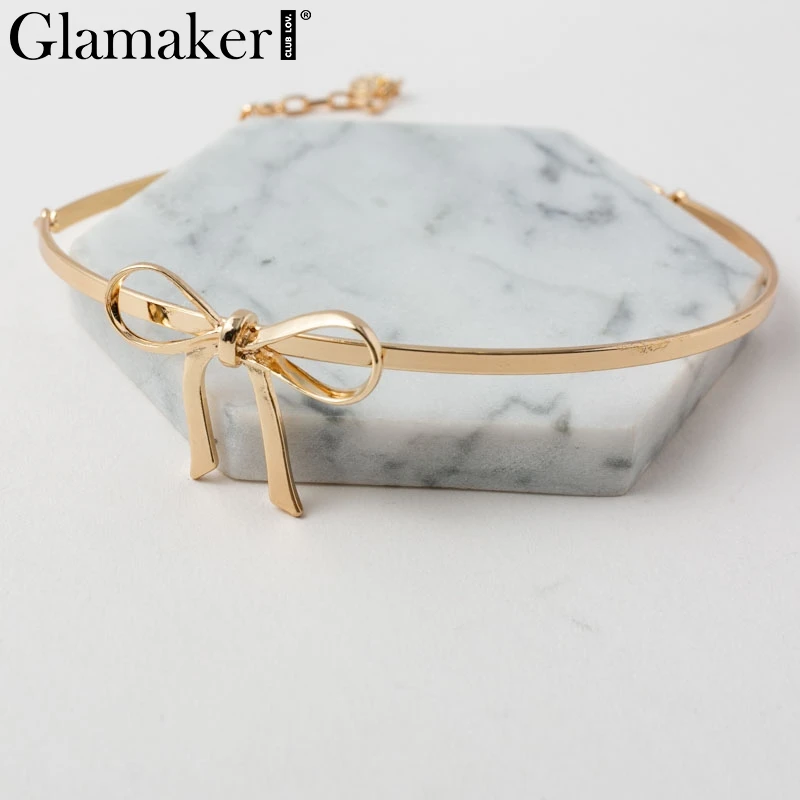 Glamaker, роскошное Золотое женское ожерелье с бантом, шикарное серебряное модное Ювелирное Украшение, очаровательные модные весенние летние вечерние аксессуары