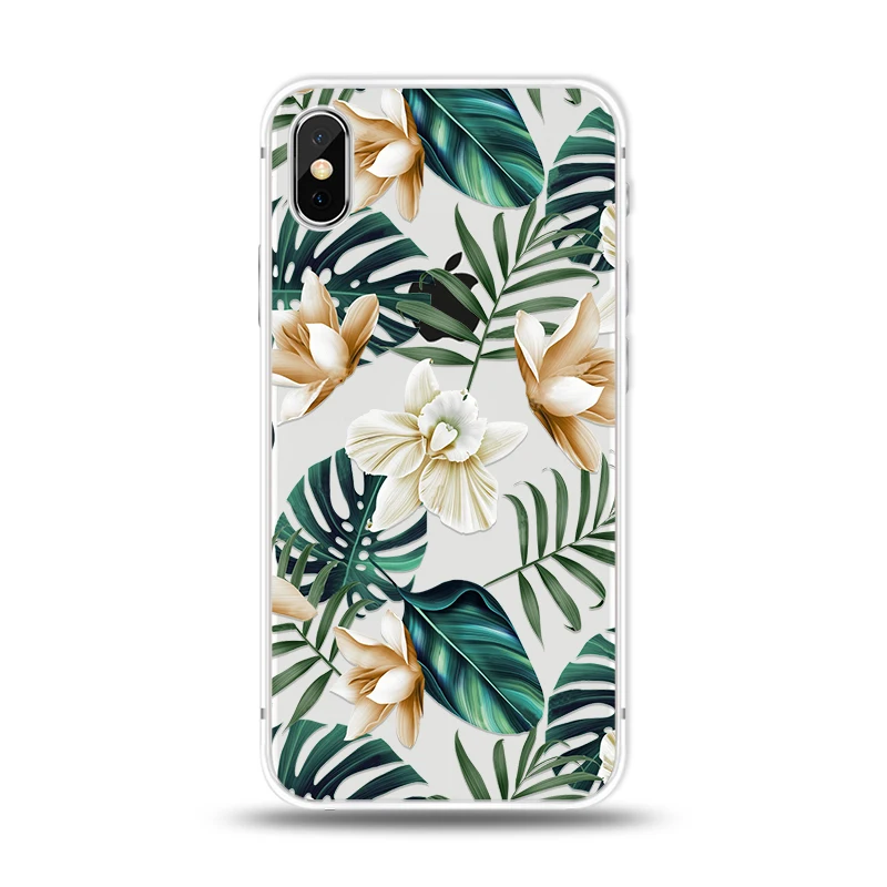 Leaf Phone Case for Apple iPhone XS XR MAX Summer Retro Leaves Soft TPU Silicon Mobile Bag Back Cover |