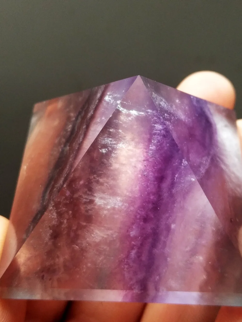 

Natural Fluorite Quartz Crystal Polished pyramid Specimen Healing