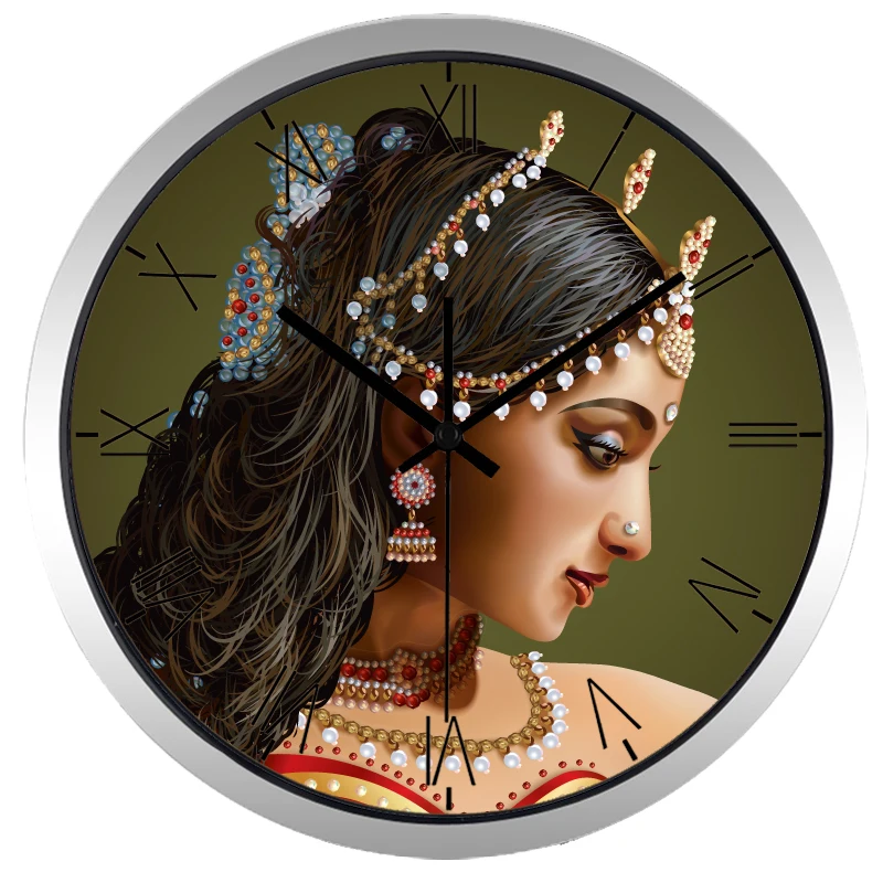 Классический портрет Индия креативная Красота Девушка настенные часы