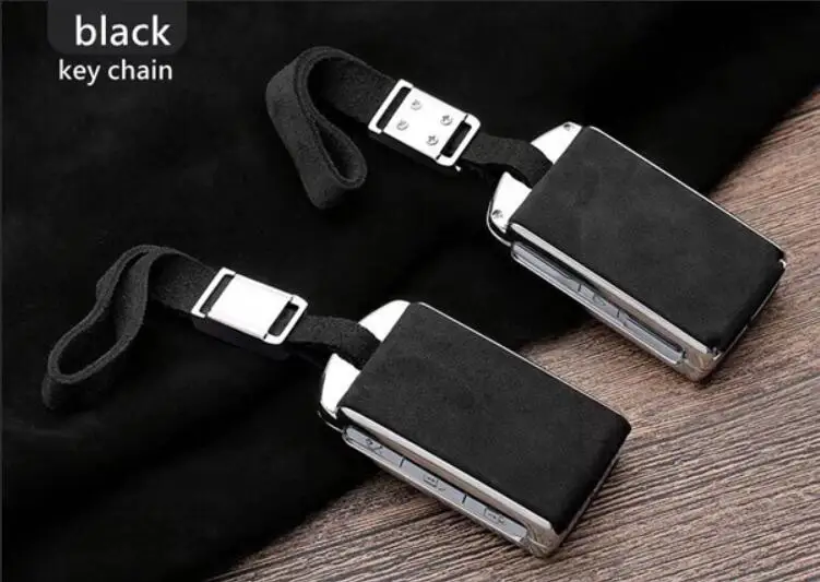 black key chain Высокое качество для Volvo XC90 XC60 S90 V90 автомобильный оцинкованный сплав и замшевый кожаный чехол-держатель для ключей, чехол-брелок для смарт-ключа, запасная крышка - Название цвета: black key chain