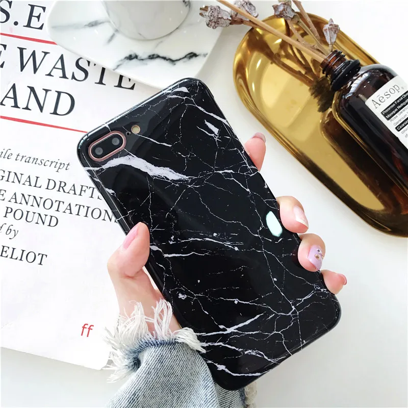 Мраморная текстура мягкий IMD силиконовый чехол для телефона для iPhone X XS XR XS Max красочный Ретро узор задняя крышка для iPhone 6 6S 7 8 Plus