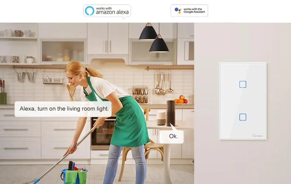 Интеллектуальный выключатель света SONOFF T2US TX Smart Wifi сенсорный настенный выключатель света с границы умный дом 1/2/3 433 RF/Голосовое управление/приложение Управление работает с Amazon Alexa