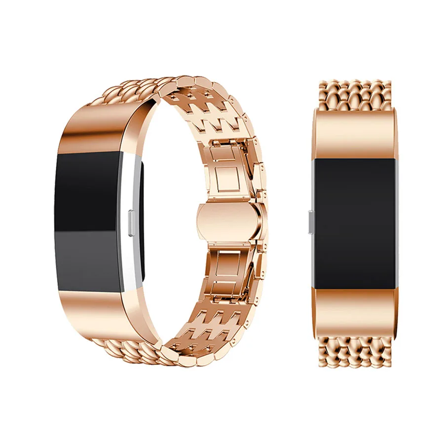 

HAOBA steel strap For Fitbit charge 2 band stainless steel fitbit replacement band Smart Watchband wristband metal Bracelet