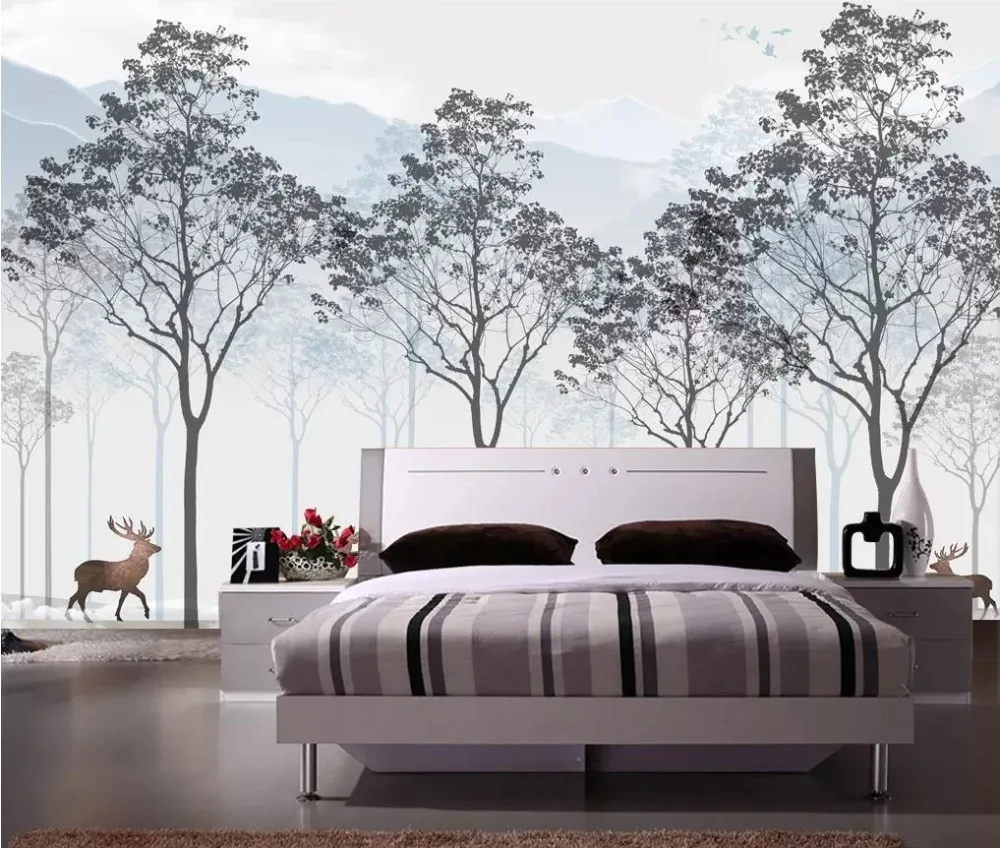 

Custom 3d Mural Wallpaper Artistic deer forest landscape background wall painting Wallpaper 3d Mural For Living Room