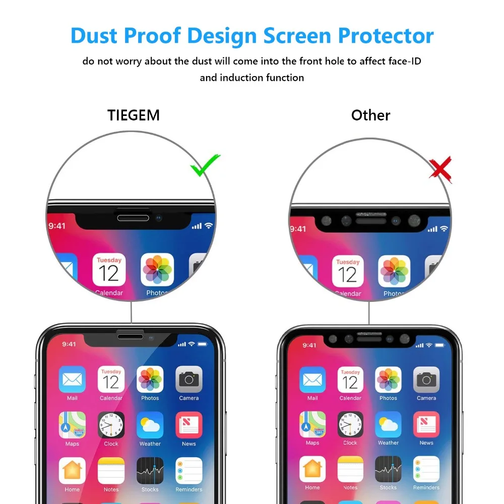TIEGEM Full Cover Protective Glass For iPhone 6 glass 7 8 6s Plus Tempered X Screen Protector | Мобильные телефоны и