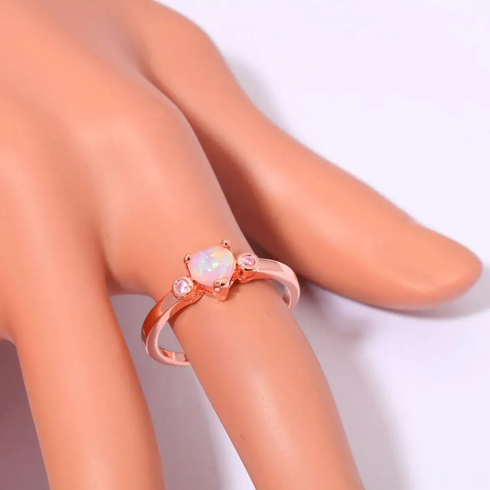 CiNily Created Pink Fire Opal Zircon Rose Gold Color Wholesale Hot Sell for Women Jewelry Ring Size 7 8 9 OJ8851 | Украшения и