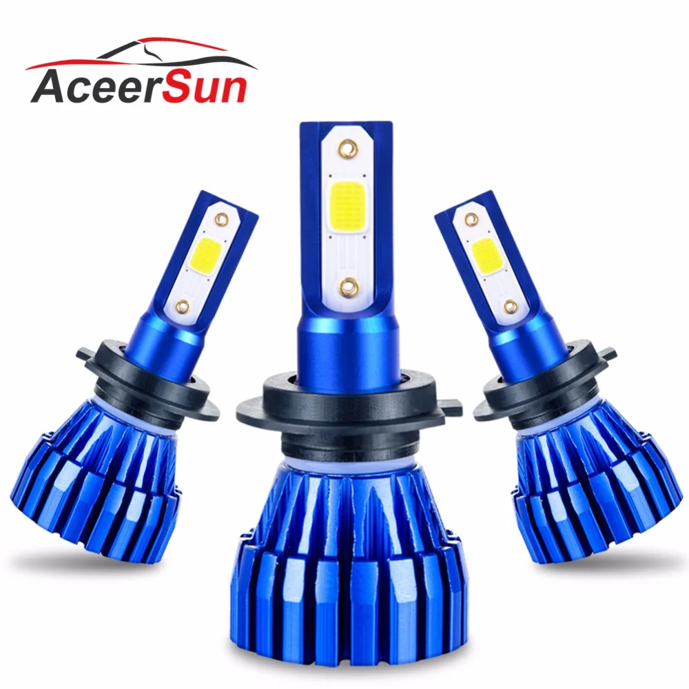 Aceersun H4 H7 светодиодный лампы для передних фар H11 9005 9006 моноблочные светодиодные