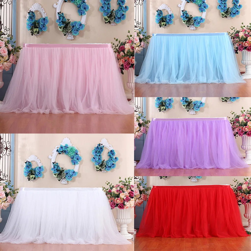 New Table Skirt Cover 39Inch Birthday Wedding Festive Party Decor Table Cloth 1PCS Wedding Festive Table SkirtDrop Shipping