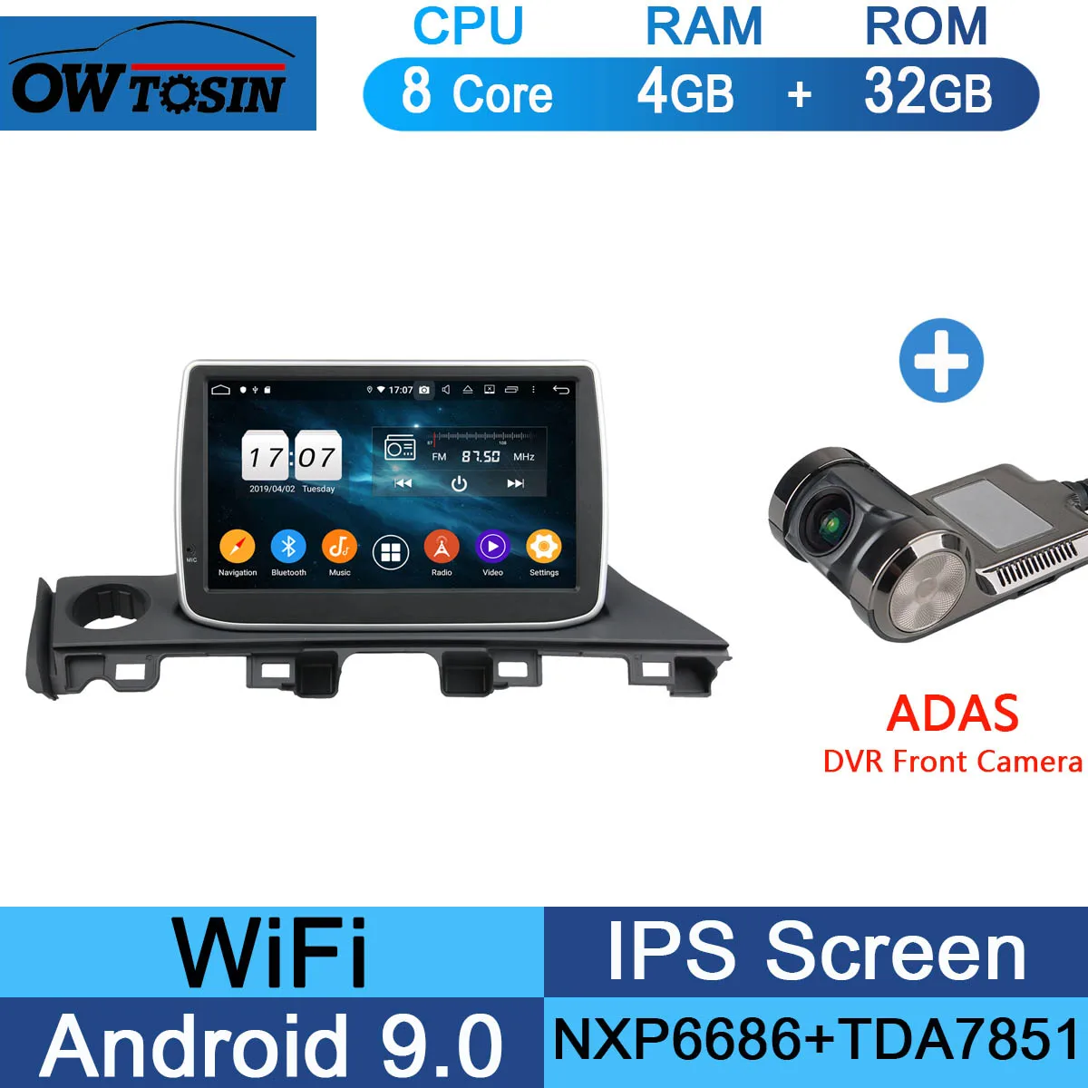 " ips 1920*1080 8 ядерный 4 Гб ОЗУ+ 64 Гб ПЗУ Android 9,0 автомобильный dvd-плеер для Mazda 6 III 3 GJ Atenza dzda6 DSP радио gps - Цвет: 32G Adas Camera