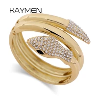 kaymen newest fashion snake bangle cuff bracelet for women golden or silver plated rhinestones girls bangle wedding party porm