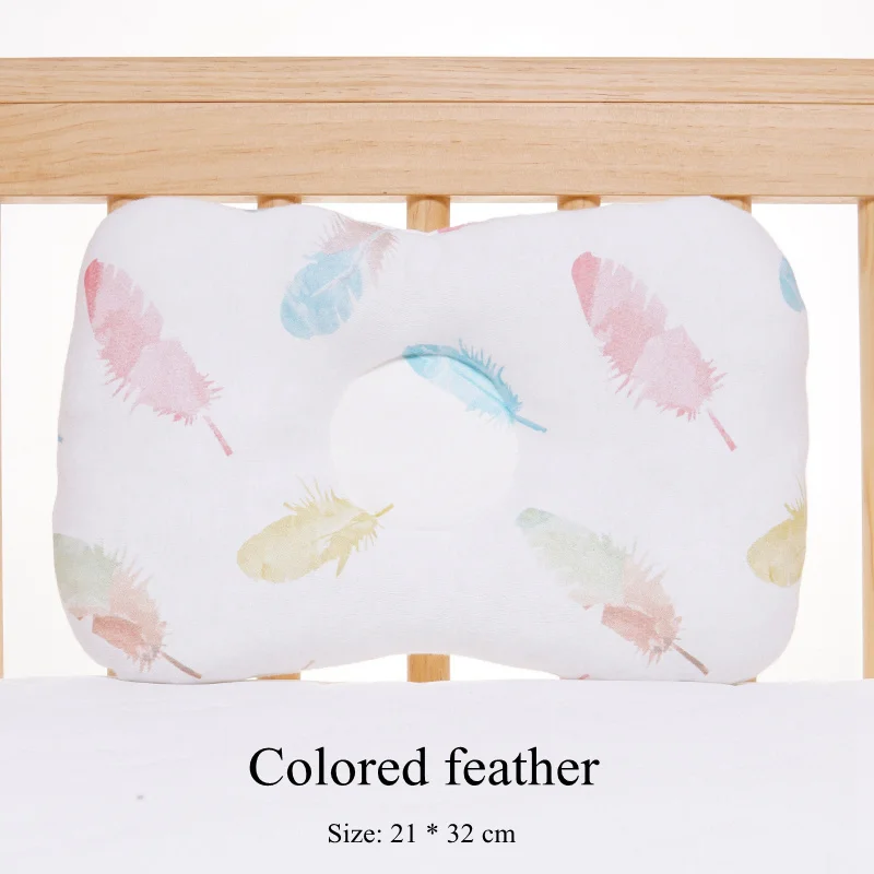 Colored feather Muslinlife детская подушка новорожденная подушка для защиты головы детское постельное белье Младенческая подушка для кормления малыша позиционер сна Анти-рулон - Цвет: Colored feather