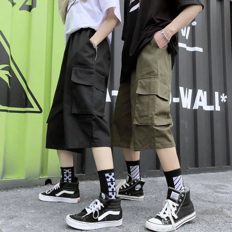 

Summer Shorts Women's Tactical Army Straight Knee Length Short Military Trousers Female Capris Cargo Shorts With Multi Pockets