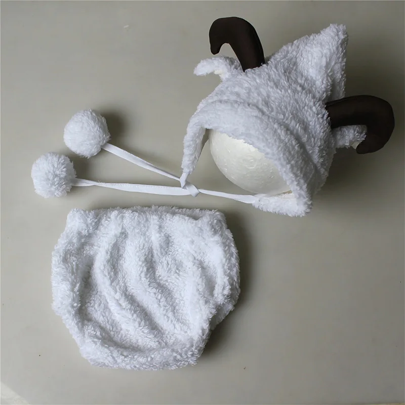 Newborn photo props new born sheep outfit baby photography prop pom hat toddler picture studio shoot fotografia accessories | Детская