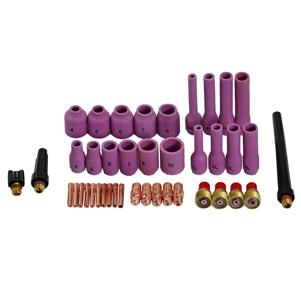 TIG Gas Lens KIT Back Cap Collet Body Fit TIG Welding Torch SR WP9 20 25,42pcs