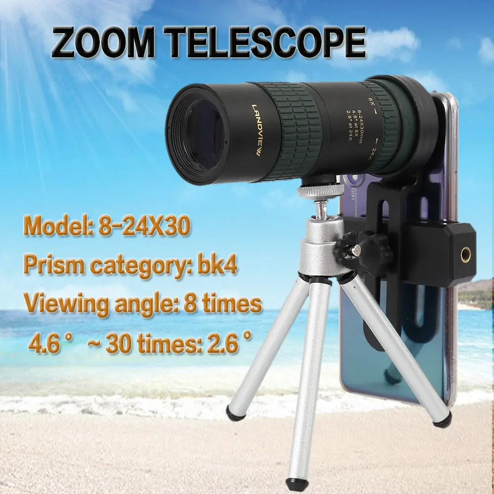 HK Portable 8X-24X Zoom Optical Telephoto Telescope Monocular Clip Phone Camera Lens for iPhone Samsung Xiaomi Redmi | Мобильные