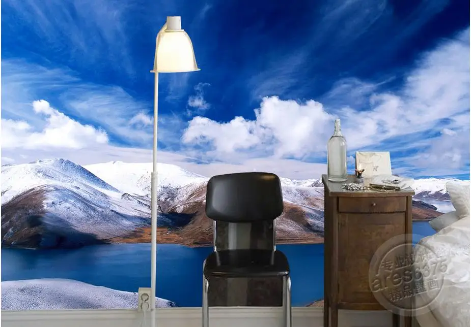 

Custom 3D Wallpaper Snow mountain lake, blue sky Modern Abstract Art Wall Mural Living Room Bedroom Wall papers Home Decor