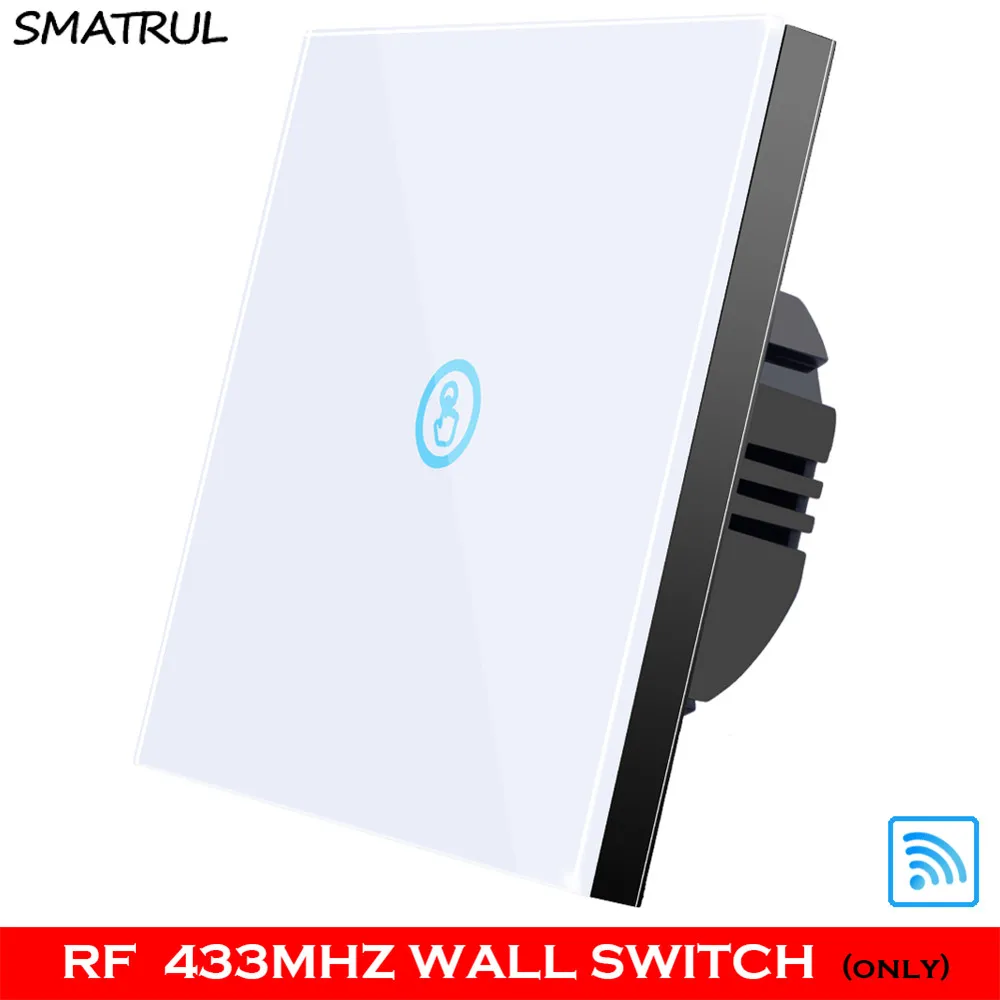 white RF 1 gang WALL SMATRUL 1 2 3 банда умный беспроводной сенсорный выключатель светильник 433 МГц РЧ пульт дистанционного управления стеклянный экран без нейтрального провода настенная панель Светодиодная лампа - Цвет: white RF 1 gang WALL