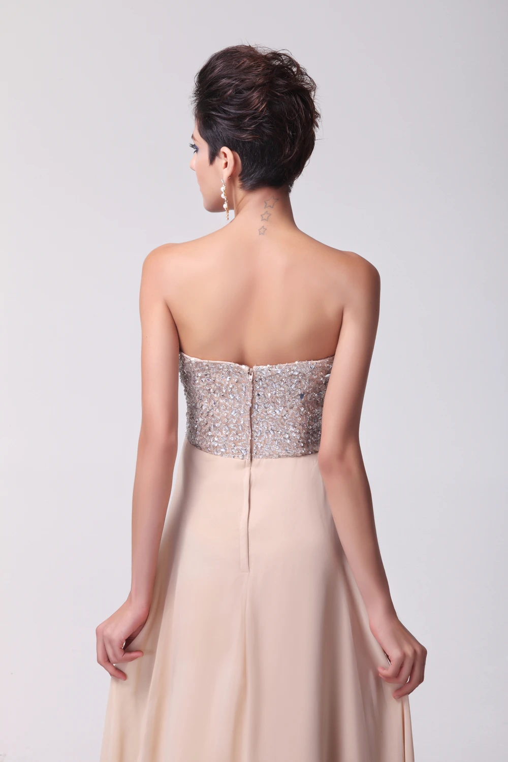 

Heavy Beaded Off Shoulder Champagne Long Evening Dresses 2019 Chiffon Evening Party Dresses Formal Gown