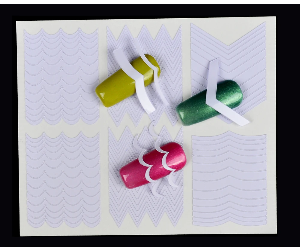 

FWC 12 Sheets Nail Stickers Geometry Stripe French Nail Vinyls Circle DIY Nails Art Stencil Tip Guide Decoration