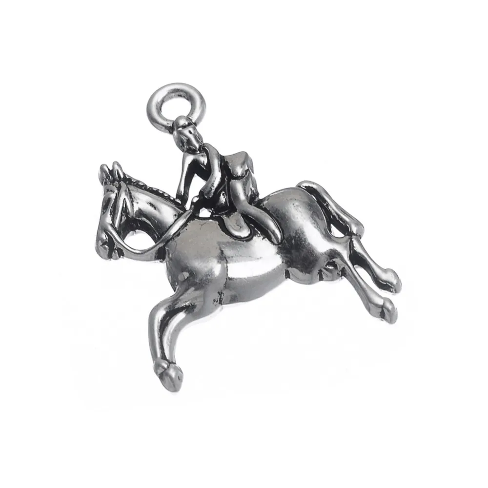 Моя форма античное посеребренное покрытие лошадиный гонщик джоки 3d Подвески