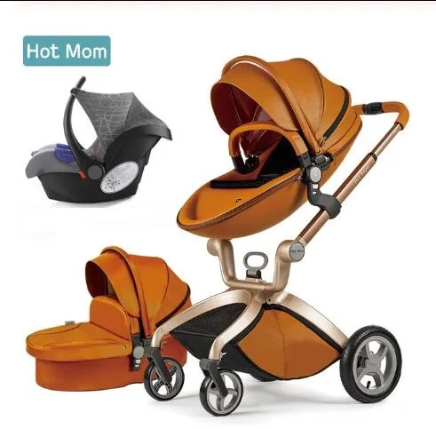 Роскошная детская коляска Высокая Land-Scape детская коляска 3 в 1 Hotmom коляска - Цвет: brown 3pcs A