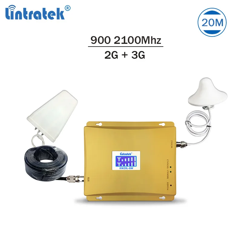 Lintratek Лидер продаж двухдиапазонный усилитель сигнала 2G 3G 900 2100 gsm umts репитер