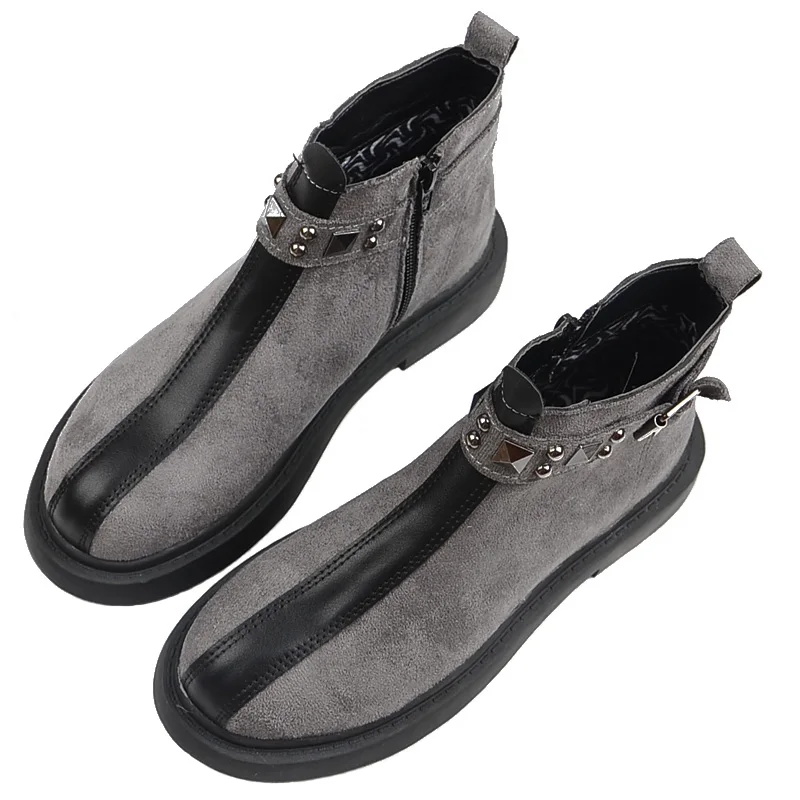 Ботильоны ручной работы на толстой подошве в японском стиле Обувь ретро с